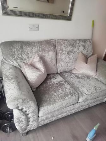 Image 2 of Silver /grey crushed Sofa