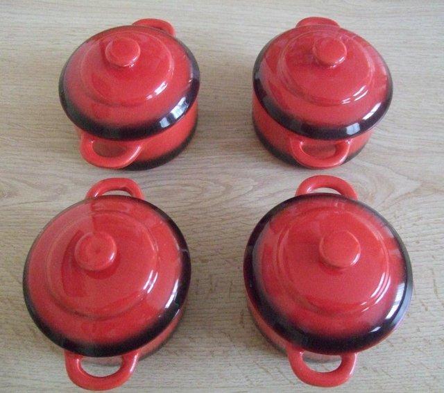 Preview of the first image of 4 Mini Oven Proof Ceramic Casserole Pots.