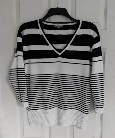 Image 1 of Lovely Ladies Black & White Striped Jumper - Size L    B22