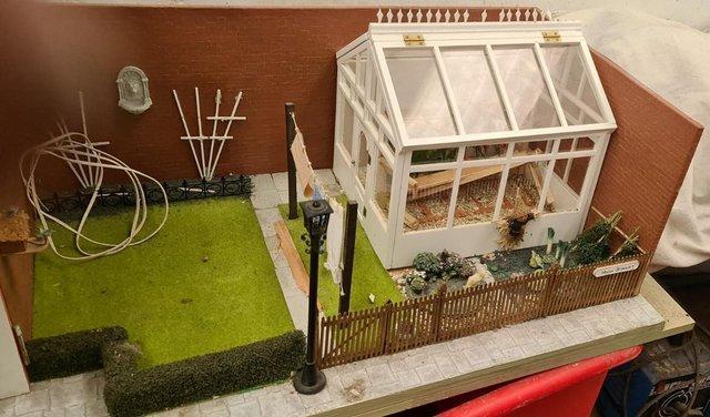 Image 2 of DOLLS HOUSE THREE STOREY WITH GARDEN AND GREENHOUSE