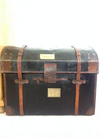 Image 2 of Antique vintage storage travelling steamer trunk chest
