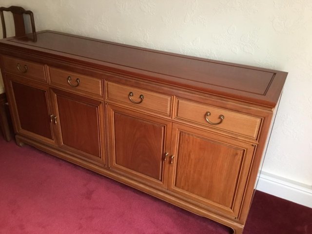 Preview of the first image of Rosewood sideboard with cupboards and drawers.