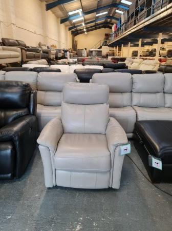 Image 7 of Ex-display Piccolo grey leather electric recliner armchair