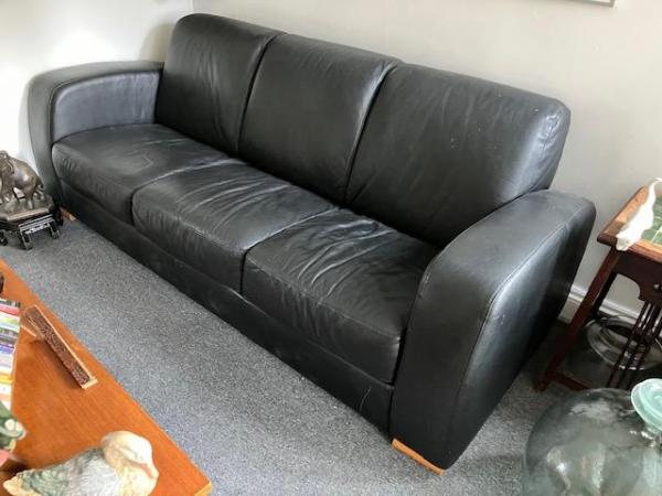 Image 1 of Superb Italian Leather, Art Deco style sofas