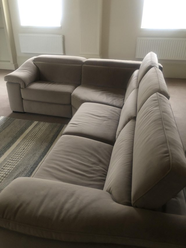 Preview of the first image of Natuzzi sectional brick sofa.