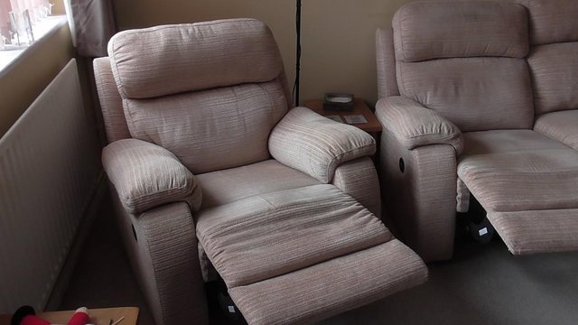 Image 1 of Newbury Three Seater Sofa and one Chair ( both recliners )