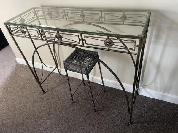 Image 3 of Black/ gold slim console table, /stool