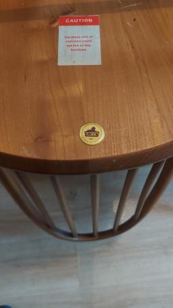 Image 1 of Ercol Elm Refectory table and six Quaker chairs golden dawn