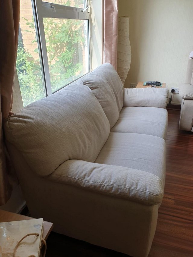 Preview of the first image of 3 Seater Fabric Sofa in good condition.