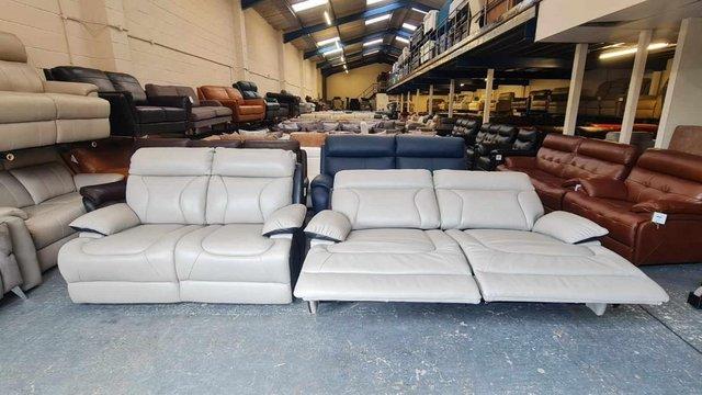 Image 11 of La-z-boy grey and black leather 3+2 seater sofas