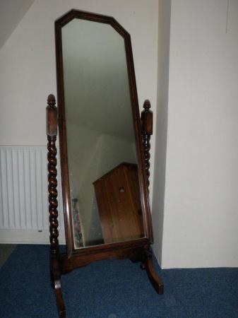 Image 1 of Full length MIRROR on BARLEY TWIST wooden support