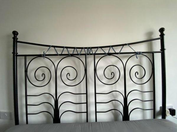 Image 2 of STRIKING IKEA black metal SuperKing size bed frame &mattress