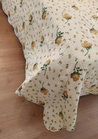 Image 3 of Bedspread – Quilted – Floral Yellow