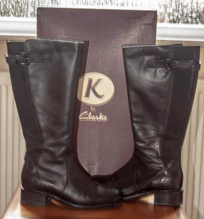 Image 1 of Ladies Black Knee Length Real Leather Boots Size 3