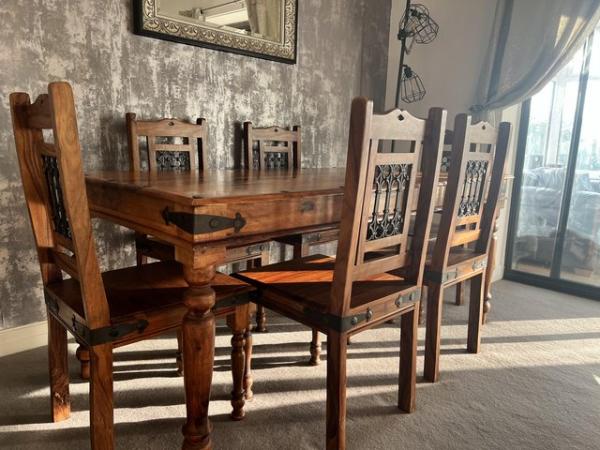 Image 3 of Dining Table & Six Chairs. Solid wood.