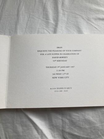 Image 2 of Original Invitation to David Bowie 50th Birthday party