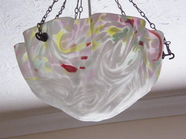 Preview of the first image of 30s/40s glass ceiling light shade.