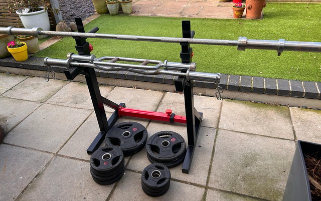 Image 1 of Weights and press stand for sale