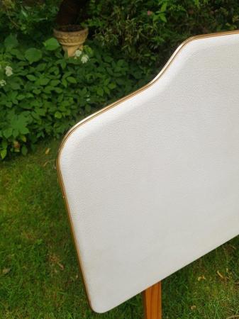 Image 2 of Vintage mid century headboard white gold piping