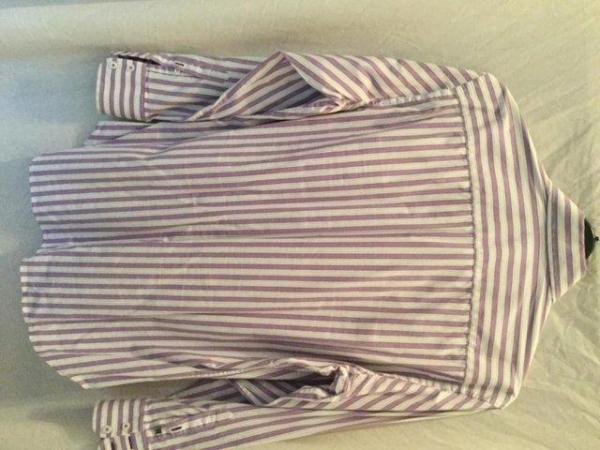 Image 1 of Allea purple/ white candy stripe dress shirt