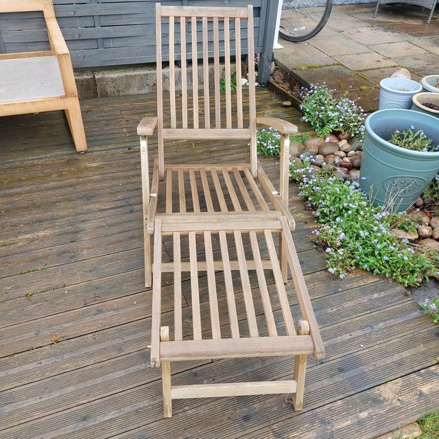 Preview of the first image of Argos wooden garden lounger.