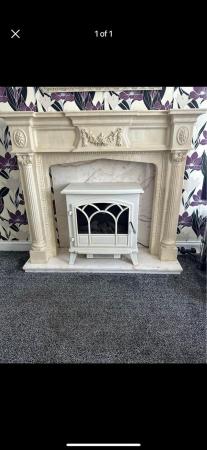 Image 1 of Fireplace Surround with Hearth, Backing and Electric Fire