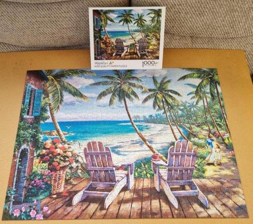 Image 2 of 1000 piece jigsaw called  SEASIDE SCENERY.  MADE IN GERMANY.