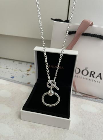 Preview of the first image of Pandora Moments O Pendant T-Bar Necklace 50cm New In Box And.