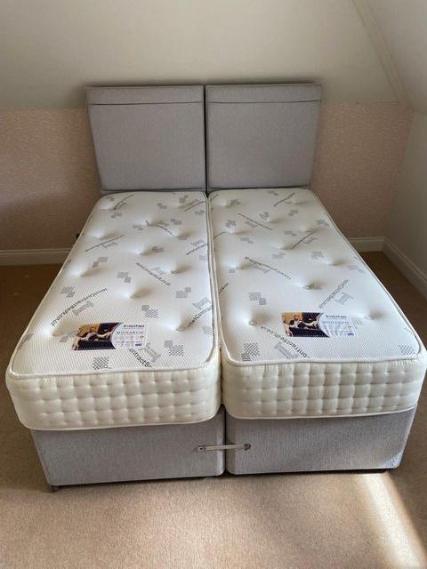 Preview of the first image of Kingsize zip and link bed - excellent condition.