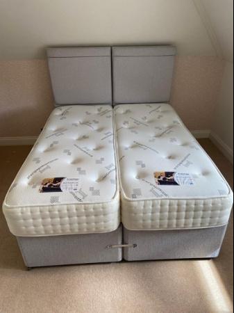 Image 1 of Kingsize zip and link bed - excellent condition