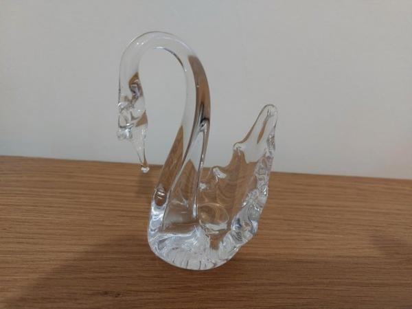 Image 2 of Three glass ornaments, horse head, Swan and Dolphins which l