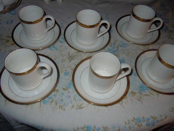 Image 1 of Cups & Saucers Golden Glory Crown Staffordshire x 6