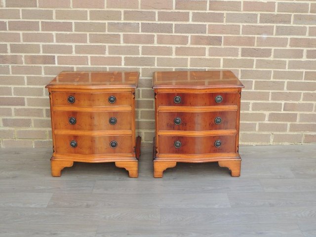 Preview of the first image of Pair of Burr Wood Bedside Chests (UK Delivery).