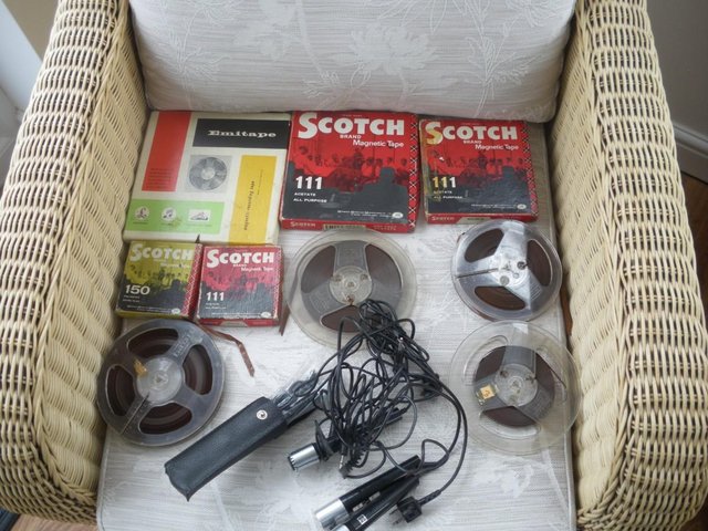 Preview of the first image of REEL TO REEL RECORDING TAPES + MICRO PHONES.