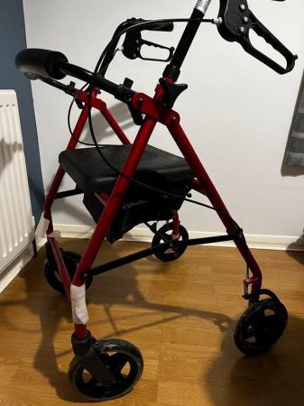 Image 2 of Four Wheel Walker Colour Red With Seat