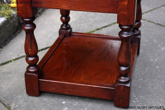 Image 10 of AN OLD CHARM TUDOR BROWN CARVED OAK BEDSIDE PHONE LAMP TABLE