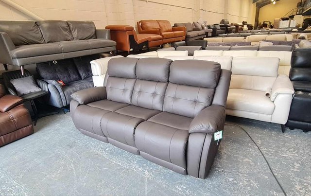 Image 7 of La-z-boy El Paso brown leather electric 3 seater sofa