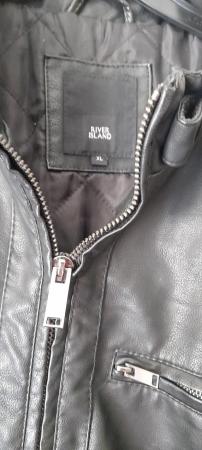 Image 2 of Mens Black Faux Leather Jacket size XL