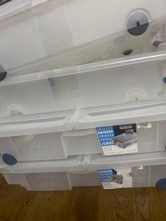 Image 3 of Plastic under bed storage boxes x4
