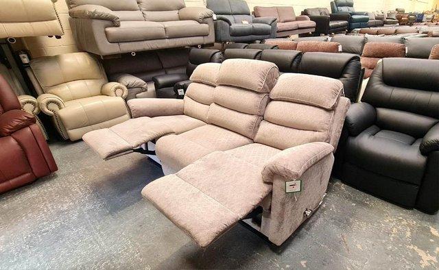 Image 7 of La-z-boy Tulsa grey fabric manual recliner 3 seater sofa