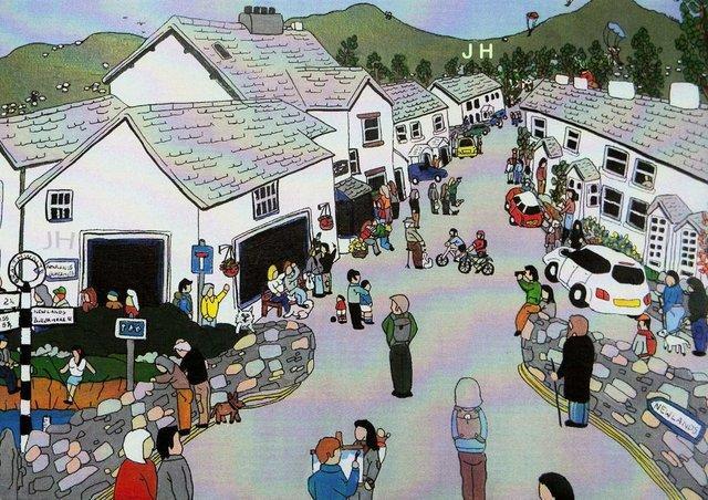 Preview of the first image of naïve art painting of Braithwaite  Keswick summer.