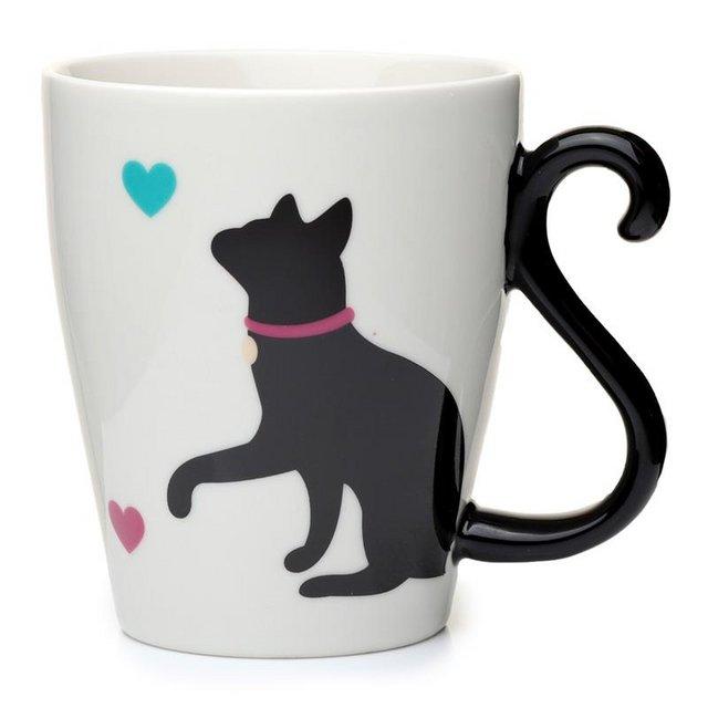 Preview of the first image of I Love My Cat Ceramic Tail Shaped Handle Mug.  Free postage.