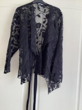 Image 2 of Chesca lace jacket with silk tie belt