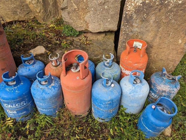 Preview of the first image of Various calor gas bottles as seen on photos.