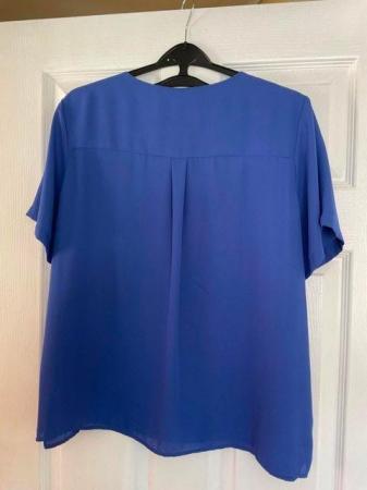 Image 2 of M&S Blue blouse size 18 short sleeve