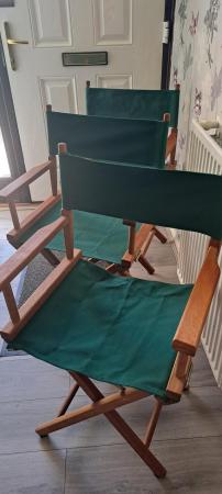 Image 3 of Set of three solid teak directors chairs. New and unused