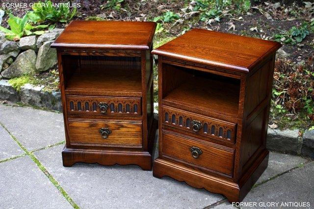 Image 119 of A PAIR OF OLD CHARM LIGHT OAK BEDSIDE CABINETS LAMP TABLES