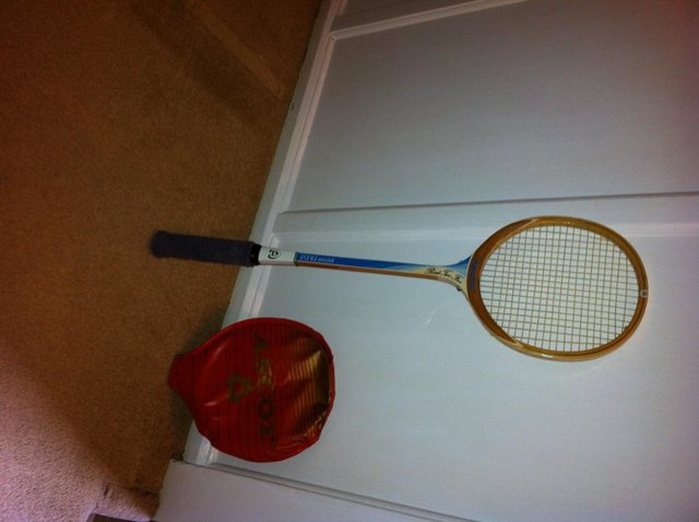 Preview of the first image of Wooden framed squash racquet for sale.