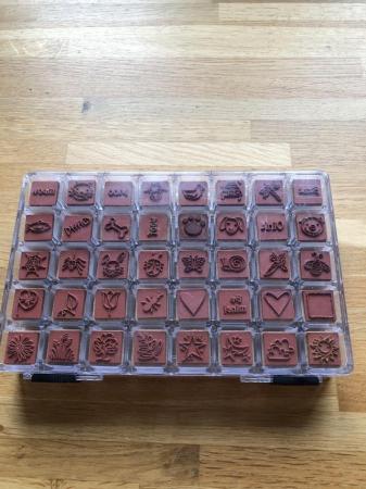 Image 2 of 40 Pictorial wooden stamps set in plastic carry case