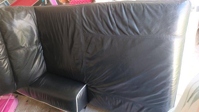 Preview of the first image of Dfs soft leather 3 + L shape black sofa.